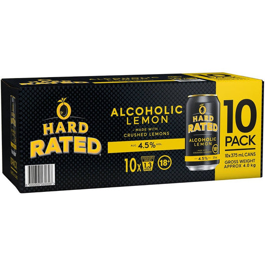 Hard Rated Alcoholic Lemon 10 Pack Cans 375ml