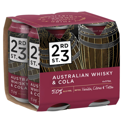 23rd Street Distillery Australian Whiskey & Cola 5% Cans 375ml