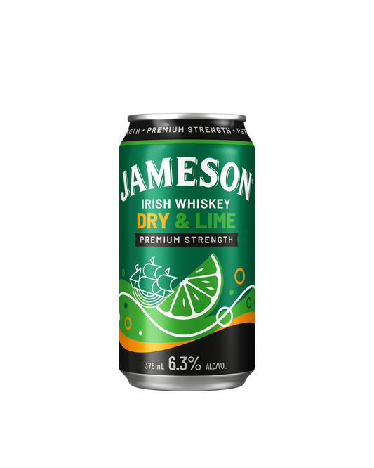 Jameson Irish Whiskey Smooth 6.3% Dry & Lime Cans 375ml