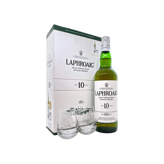 Laphroaig 10 Year Old & 2 Glasses Single Malt Scotch Whisky Gift Pack 700ml