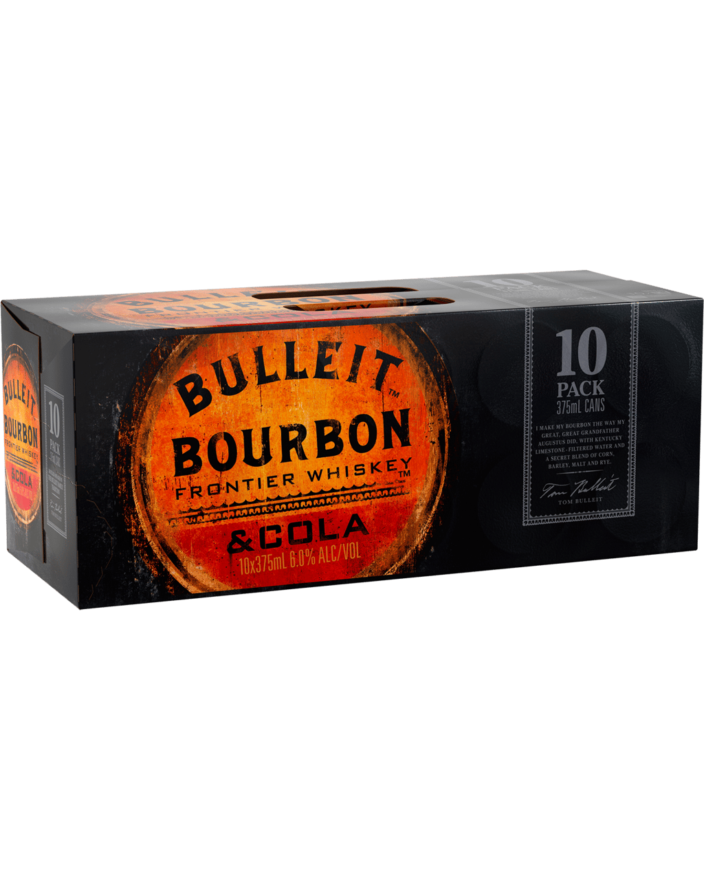 Bulleit Bourbon & Cola 6% Cans 10 Pack Cans 375ml