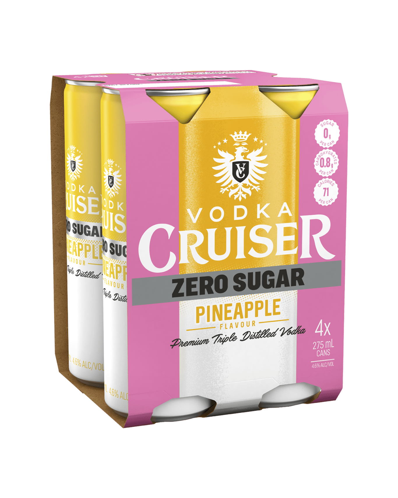 Vodka Cruiser Zero Sugar Pineapple 4.6% Cans 275ml