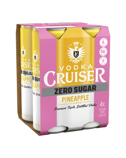 Vodka Cruiser Zero Sugar Pineapple 4.6% Cans 275ml