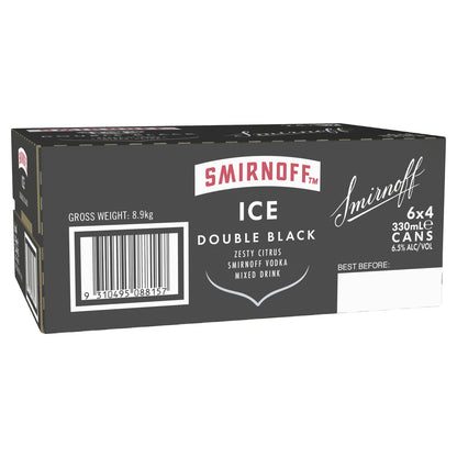 Smirnoff Ice Double Black Vodka 6.5% Cans 330ml - Boozeit.com.au