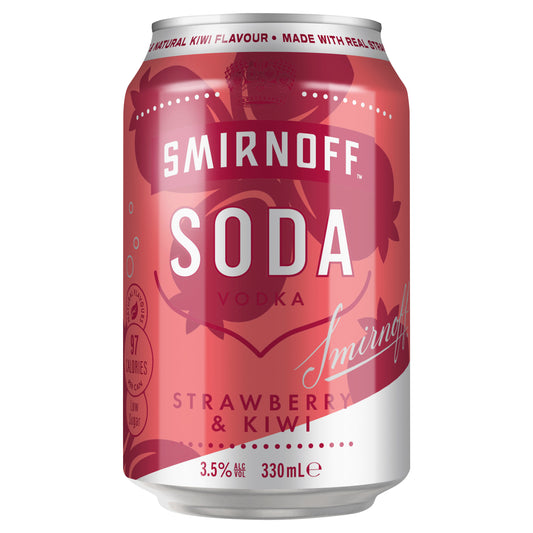 Smirnoff Soda Strawberry & Kiwi Cans 330ml