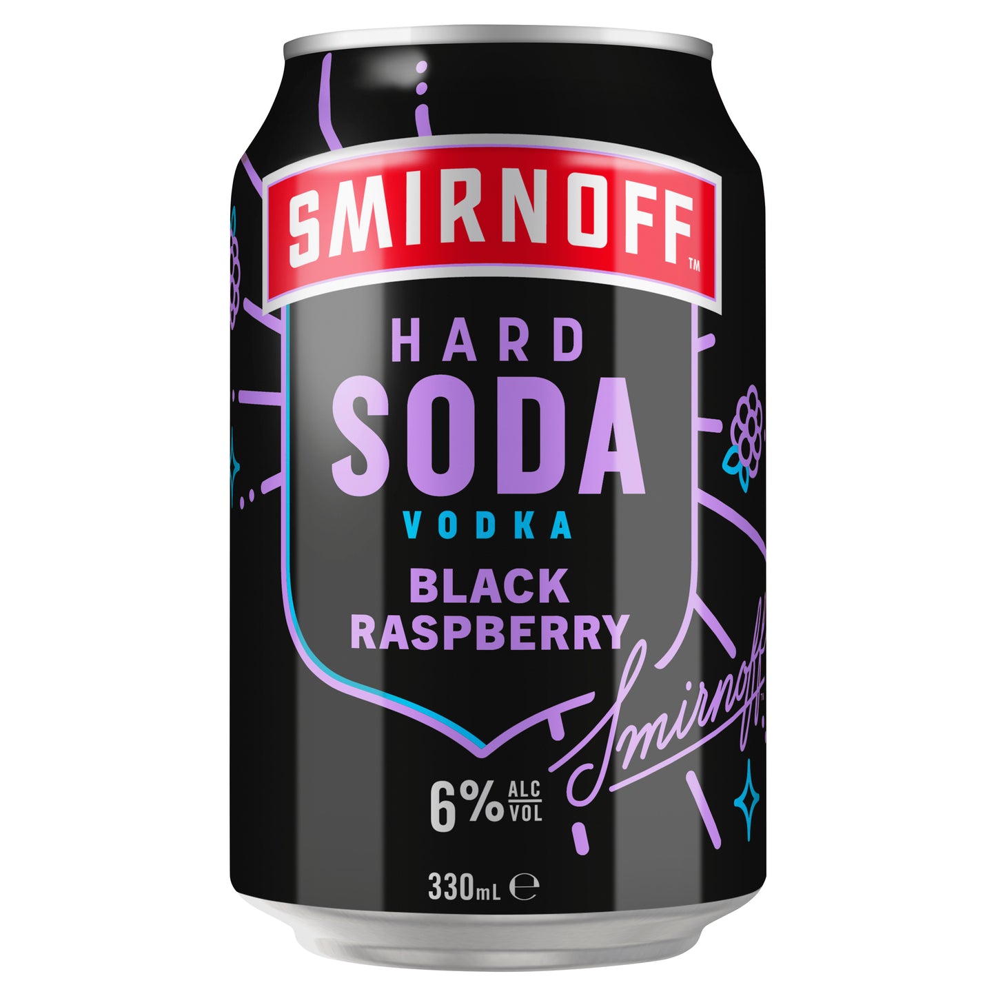 Smirnoff Hard Soda Black Raspberry 6% 330ml – Boozeit.com.au