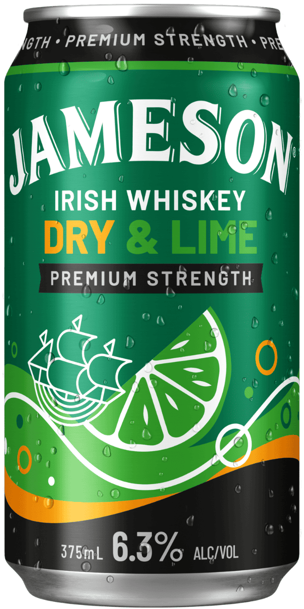 Jameson Irish Whiskey 6.3% Dry & Lime 10 Pack Cans 375ml