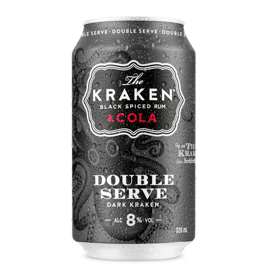 The Kraken Black Spiced Rum & Cola Double Serve 8% Cans 320ml