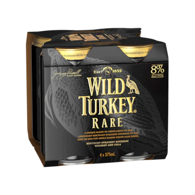 Wild Turkey Kentucky Straight Bourbon Whiskey Rare & Cola Cans 375ml