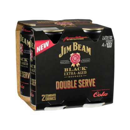 Jim Beam Bourbon Black & Cola Double Serve Cans 375ml